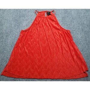 Worthington Pleated Halter Top Blouse Womens XL Red Sleeveless
